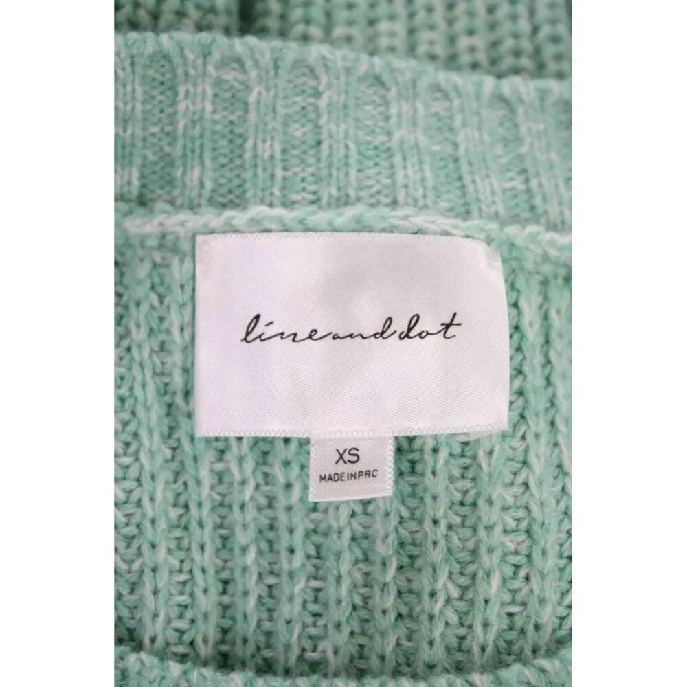 Line And Dot Womens Long Sleeve Crop Pullover Cable-Knit Sweater Green Size XS